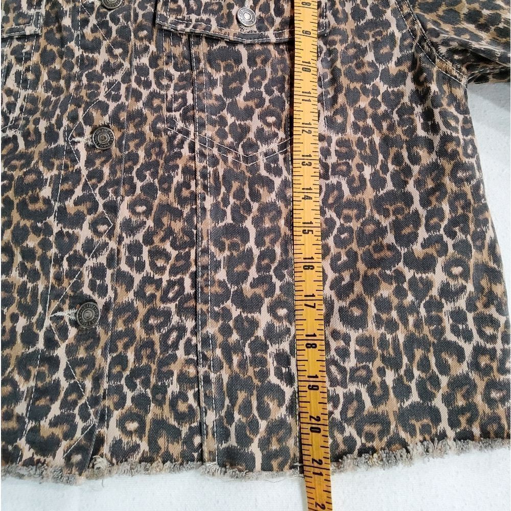 Free People Cropped Cheetah Print Denim Jacket Size M - Picture 15 of 15